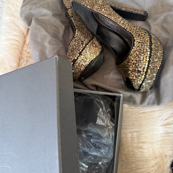 Vintage Alexander Mcqueen sequin platform shoes Size 36.5 - Picture 10 of 11